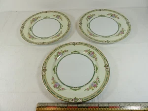 3 Noritake Alicia 35762 Salad Plates 7 5/8 inch Japan Green Gold 1920’s - Picture 1 of 6