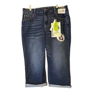 D Jeans - Capri Jeans Womens Plus Size 14W Blue Denim Stretch Pockets New - Picture 1 of 15