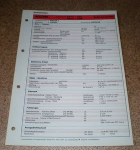 Inspektionsblatt/Servicio Datos Honda Accord - Desde Año Modelo 1978 - Imagen 1 de 1