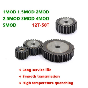 Spur Gear Transmission Flat Gears 1MOD 1.5MOD 2MOD 2.5MOD 3MOD 4MOD 5MOD 12T-50T - Picture 1 of 24