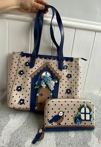 Vendula London Discontinued Birdhouse Shopper Tote Bag & Large Zip Wallet - Picture 1 of 11
