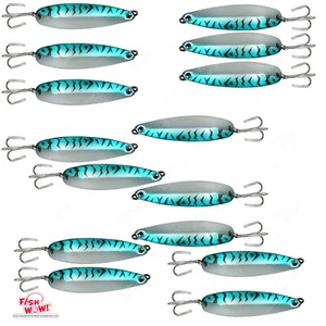 Cuchara de pesca 15 piezas Fish WOW!® 3 oz plantilla arrastrando cocodrilos con un anzuelo triple azul - Imagen 1 de 6