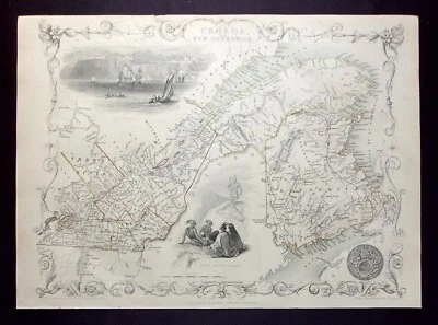 CANADÁ ORIENTAL, NUEVO BRUNSWICK, mapa antiguo original, RAPKIN, TALLIS, 1851 Foto 1 de 4