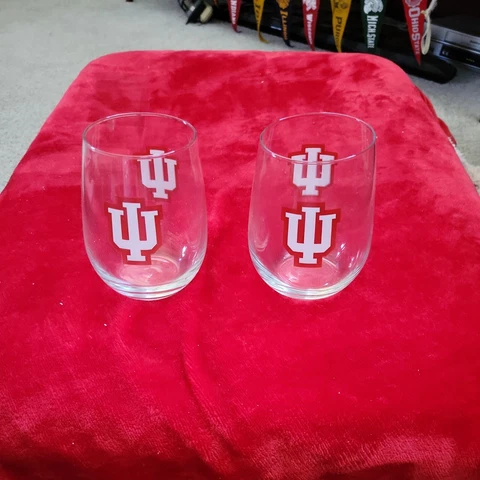 IU Hoosiers  Indiana University 10 oz Tumbler  Clear with Red and White Cover