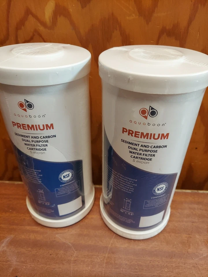 2PK Premium Aquaboon Premium 5mic Carbon Block Water Filter Cartridge 10x4.5" - Image 1 of 1