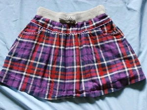 Mini Boden Girl 9 10 Skirt Plaid Flannel Purple Cotton Pockets Elastic Waist - Picture 1 of 4
