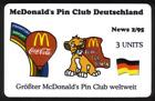 3u McDonald's Pin Club Deutschland (McD., Coke, & Lion King) (2/95) Phone Card