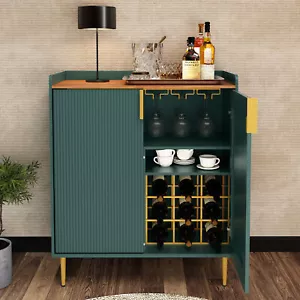 Coffee Bar Cabinet Bar Cabinet with Wine Rack Barn Door Buffet Sideboard Cabinet - Picture 1 of 7