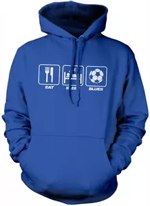 Eat Sleep Blues Unisex Blue Football City Fan Gift Hoody - Many Colours Hoodie - Picture 1 of 6