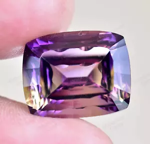 Flawless Natural Bi-Color Ametrine 12.40 Ct Cushion Certified Untreated Gemstone - Picture 1 of 5