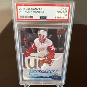 2016-17 Upper Deck Canvas Young Guns Anthony Mantha PSA 10 Detroit Red Wings - Imagen 1 de 3
