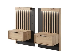 2 x Nachttisch TALLY - D Nachtschrank Nachtkästchen Artisan Eiche/Anthrazit - Bild 1 von 5