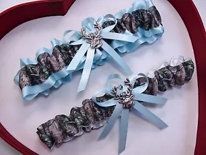 NEU Mossy Oak Camouflage Camo hellblau weiß Hochzeit Strumpfband Abschlussball Hirsch Jagd - Bild 1 von 2
