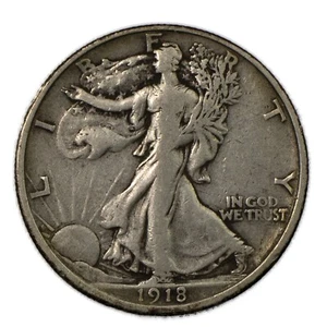 1918-S Walking Liberty Silver Half 50c Very Fine VF+ - Picture 1 of 2