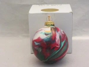 Handbemalte Glas Weihnachtsschmuck mehrfarbig Wirbelkugel Made in Germany - Bild 1 von 4