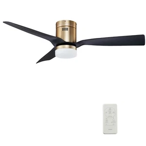 52" Black and Gold Smart Ceiling Fan with Dim LED Light and Remote - Picture 1 of 8