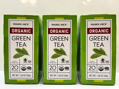 3 Packs Trader Joe's s Organic Green Tea (Total 60 tea Bags) NEW PACKAGING - Image 1 of 3