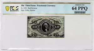 .10 Cent Fractional Currency note-fr.1251 (Washington) PCGS Choice UNC 64 PPQ - Picture 1 of 4