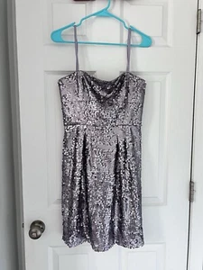 BCBGMaxAzria Carole Lavender Sequins Festival Sleeveless Sweetheart Mini Dress 8 - Picture 1 of 8