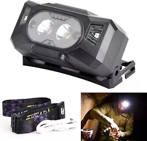 LED Headlamp,6 Modes 400 Lumen Rechargeable Flashlight,Three Source Illumination - Bild 1 von 8