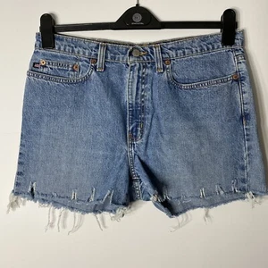 Vintage High Rise Mom Jean Cut Off Shorts Distressed Upcycled Size 12  - Picture 1 of 8