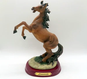 New Leonardo Collection Brown Horse On Hind Legs Figurine Wood Base Horses 11" - Picture 1 of 9