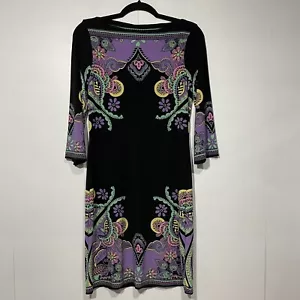 Dressbarn Shift Floral Dress Womens 6 Cottage Core Festival Boho Dark Academia - Picture 1 of 9