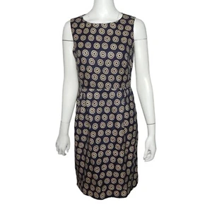 J.Crew Collection Roxy Racer Shift Dress Size 6 Printed Heavy Linen Blue Beige - Picture 1 of 7
