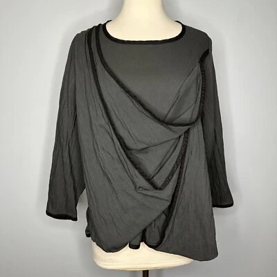 Top Cynthia Ashby Gris Superpuesto Drapeado Lagenlook Popover Talla S Foto 1 de 4