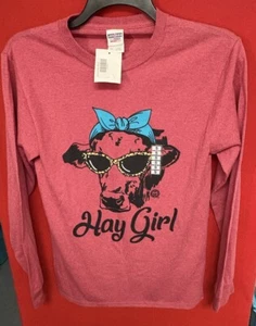 Women’s Jerzees Dri-Power Active Long Sleeve “ Hay Girl” T-Shirt- Small - Picture 1 of 16