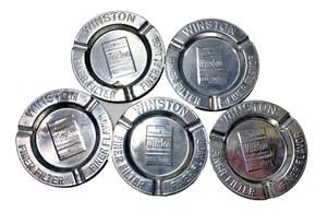 Winston Vintage Cigarette Small Tin Ashtrays "Winston Finer Filter"  (lot of 5) - Picture 1 of 4