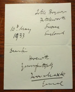 Carta firmada del general Sir Frederick Ivor Maxse (1862-1958) - Imagen 1 de 2