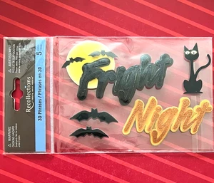 FRIGHT NIGHT BATS CAT MOON HALLOWEEN 3D STICKERS RECOLLECTIONS - Picture 1 of 1