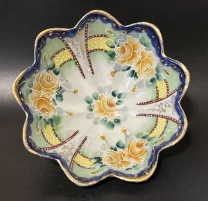 Vintage Nippon Japanese Porcelain Nut Candy Dish Hand Painted Japan - Picture 1 of 11