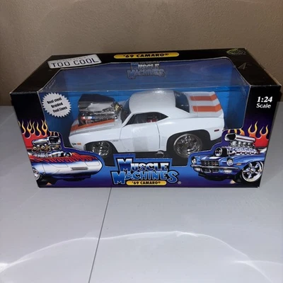 1/24 Muscle Machines 1969 Camaro White with Orange Stripes 2003 Funline - Image 1 of 4
