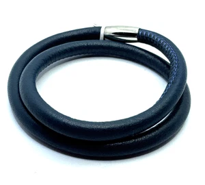 Pulsera de cuero Brighton Woodstock azul marino doble adición dijes/cuentas nueva con etiquetas 16 pulgadas - Imagen 1 de 6