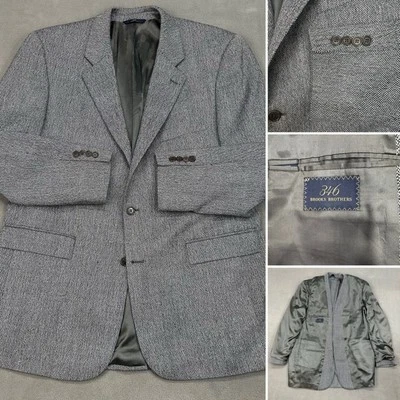 Vintage Brooks Brothers 100% Wool Men’s 46L Blazer Sport Coat Jacket Gray READ - Image 1 of 4