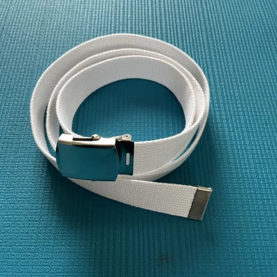 Cinturón Ejército Tela 100% Algodón Lona Militar BLANCO Ajustable Cinturones Fuertes 54" Largo Foto 1 de 4