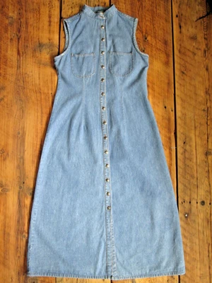 Coldwater Creek 6 Small Long Dress Denim Jean Sleeveless Blue Tencel Cotton VTG - Image 1 of 4
