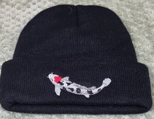 Koi Carp Embroidered Beanie Hat for Men and Women - Perfect Gift. V2b - Picture 1 of 2