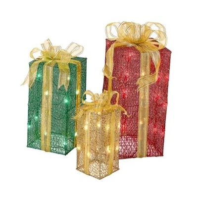  Juego de 3 piezas de decoración navideña artificial iluminado incluye mini blanco precordado  Foto 1 de 4