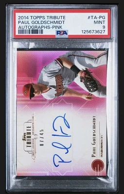 2014 Topps Tribute Pink Refractor Auto #d/45 Paul Goldschmidt PSA 9 - Image 1 of 2