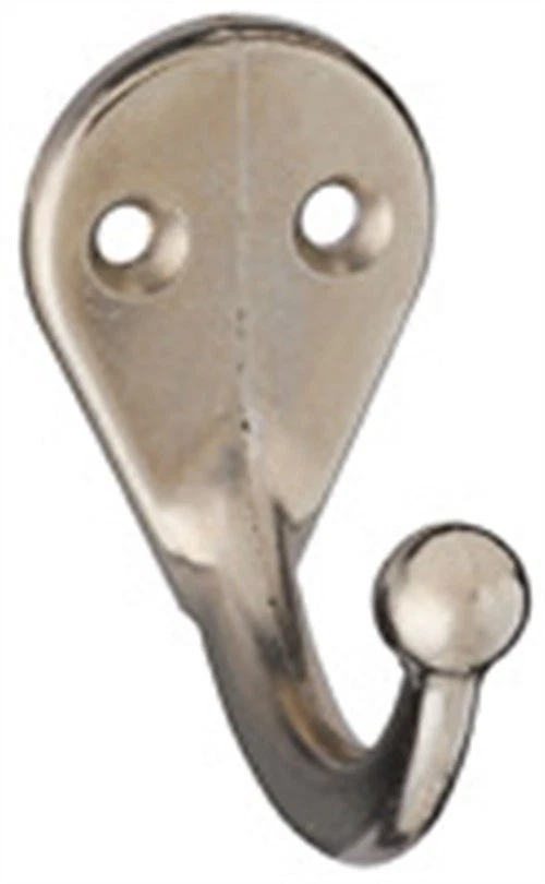 National Hardware N199-190 Zinc Die-Cast Nickel Clothes Hook 1.79 H x 1 W in. - Image 1 of 1