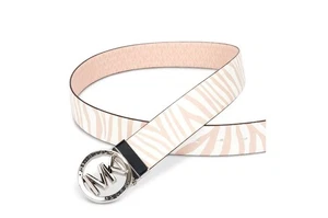 MICHAEL KORS logo buckle reversible leather women's belt- LG- Pink logo to Zebra - Picture 1 of 7