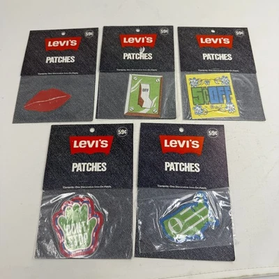 Vtg 1970’s LEVI’s Iron-on Patches 5 pc Lot Hippie Denim Jacket jeans - Image 1 of 4