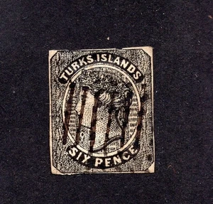 Turks Islands 1867 stamp SG#2 used CV=196$ lot 2 Forgery - Picture 1 of 2