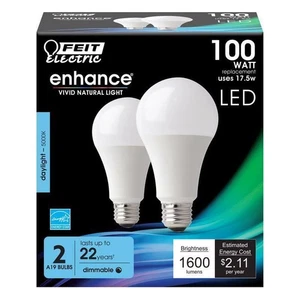 Feit Enhance A19 E26 (Medium) LED Bulb Daylight 100 Watt Equivalence 2 pk - Picture 1 of 8