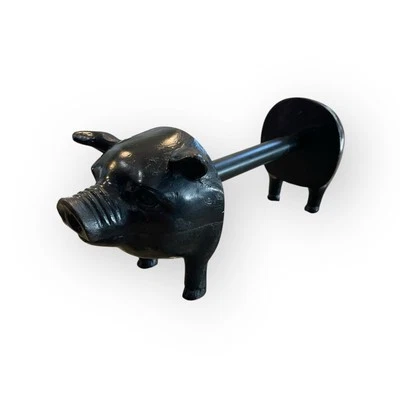 Toallero de papel cerdo granja campo cocina casa decoración madera y metal negro Foto 1 de 4