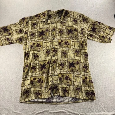 Natural Issue Men's Tropical Palm Tree Print Button Up Short Sleeve Shirt Beachy - Image 1 of 4