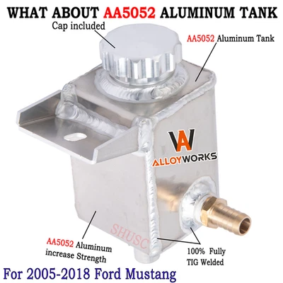 Aluminum Racing Power Steering Fluid Reservoir Tank For Ford Mustang  2005-2018 Foto 1 de 4
